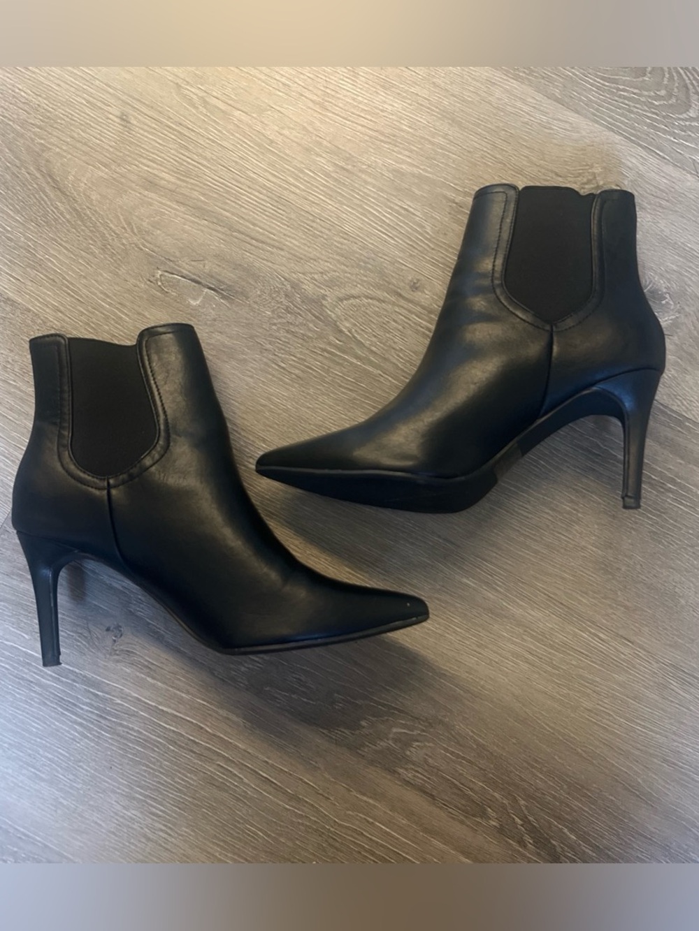 Black Pointed Toe Stiletto Chelsea Ankle Boots - Women